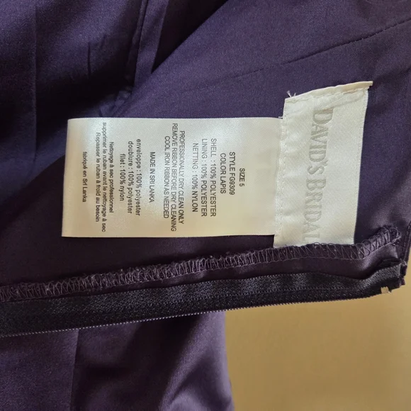 David's Bridal Satin Purple Size 5 Childrens Dress - Picture 6 of 7